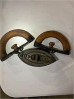 antique iron two wooden handles