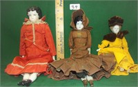 3 china head dolls