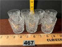 7 Brilliant Cut Glass Shot Glasses