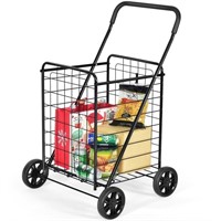 E8519  Gymax Folding Shopping Cart, Black