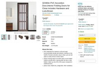 B7807  PVC Accordion Door, 32X80in, Brown