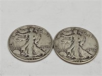 1941 S & 41 D Walking Liberty Silver Half Dollars