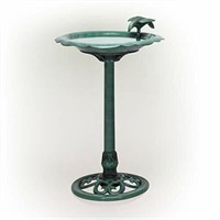 31"" Tall Antique Flower Birdbath with Bird Deco