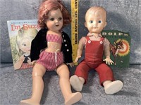 (E) Vintage girl and boy dolls- plastic. Also