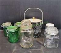 Ice Bucket w/ (6) Glass Jar Canisters