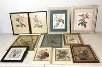 Lot of Vintage Flower Art Prints