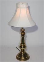 vintage Stiffel style lamp w fancy silk shade 24"h
