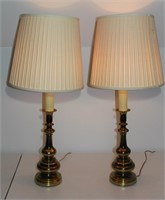 pair Stiffel style antique brass lamps 37"h