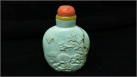 CHINESE TURQUOISE COLORED STONE SNUFF BOTTLE