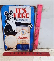 Its Here Hamm's Tin Sign