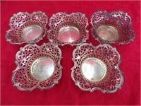 5 SILVER PLATED DISHES 2 X 6