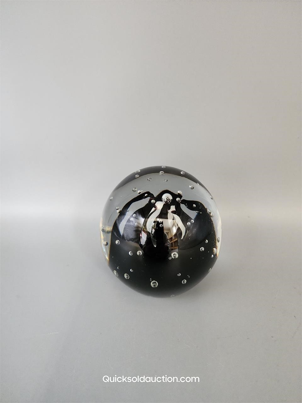 Large Black/Clear Ball Inside Heavy Glass Paperwei