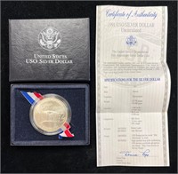 1991 D USO 50th Anniversary Silver Dollar