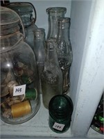 Lot of Vtg. Bottles and One Insulator- Whistle