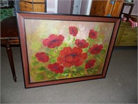 54" x 42" Large Poppy Oil on Canvas
