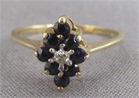 10KT Yellow Gold Sapphire and Diamond Ring.