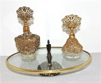 Dresser tray and 2 perfume bottles