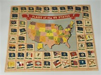 COMPLETE VINTAGE TIN FLAGS OF UNITED STATES W/ MAP