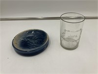 Wildflower Blue Stoneware Soap Dish/Granny Glass