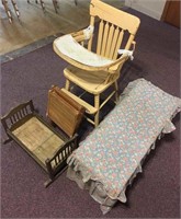 Trunk-doll cradle- chairs and high chair
