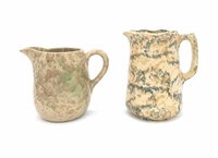 Two Early Spongeware Pitchers