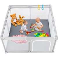 N3038 47 inch Baby Playpen with Storage Bag Gray