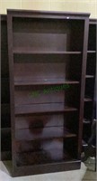 5 tiered dark stained wood book case with