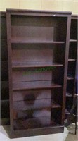 5 tiered dark stained wood book case with