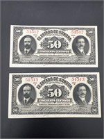1915 Mexico Estado de Sonora 50 Pesos