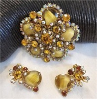 Beautiful JULIANA Brooch & Clip Earrings