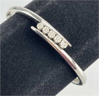 925 Silver & Diamond Cuff Bangle Bracelet