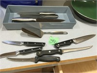 asst kitchen knifes, steak knifes