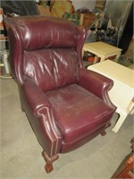 LEATHER CLAW FOOTED RECLINER