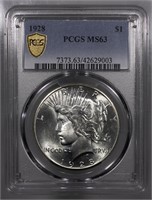 1928-P Peace Dollar PCGS MS63 Gold Shield KEY DATE