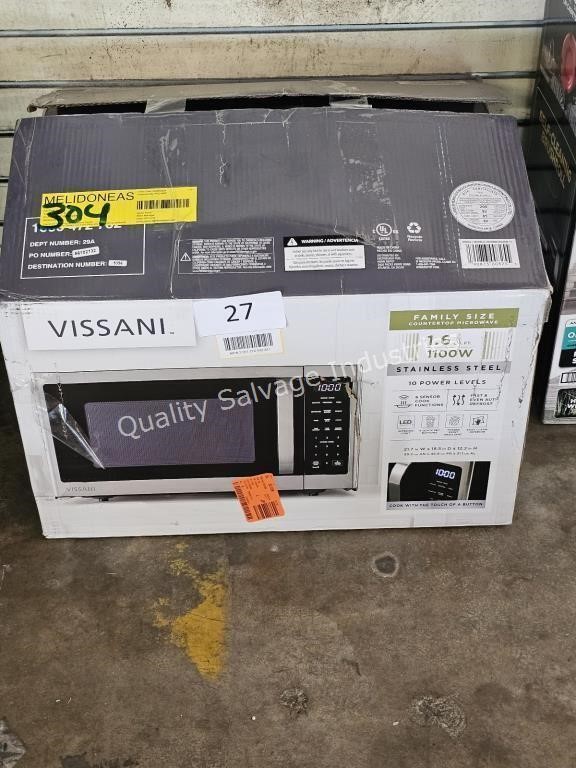 vissani 1.6cuft microwave (stainless/black)