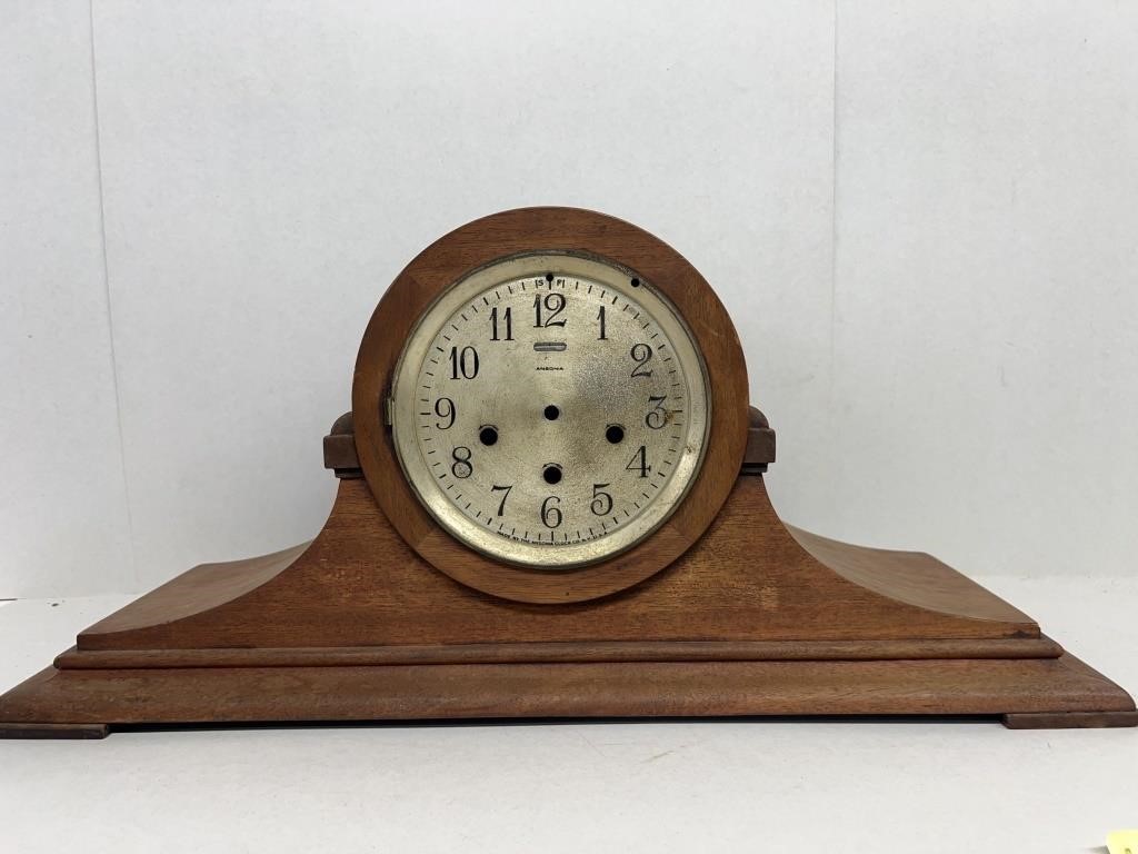 Ansonia Clock case metal face 22 3/4 inches long