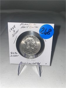 1948-D Silver Franklin Half Dollar 90% Silver