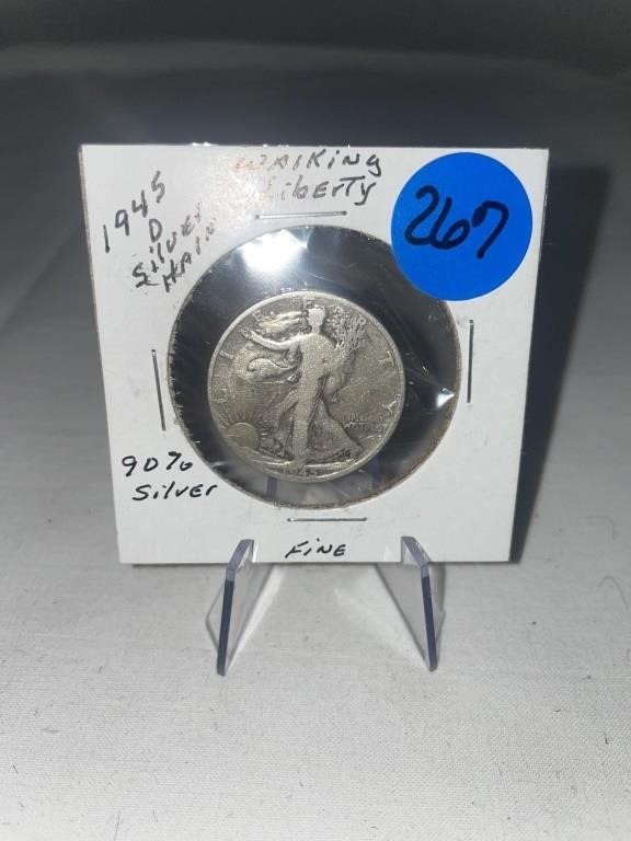 1945-D Silver Half Walking Liberty 90% Silver