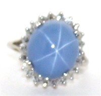 5.28 Ct Diamond and Star Sapphire  14K Ring