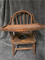 Vintage handcrafted wooden doll high chair