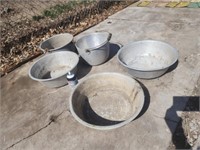 Aluminum wash tubs. Stock pots.