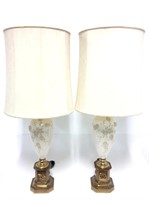 (2) Mid Century Glazed Ceramic Table Lamps