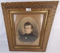 Antique Ornate Frame Lady Picture