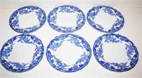 Flow-Blue China "Harwood" (6) 8"D Dinner Plates -