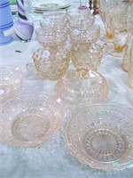 Pink Depression glass pieces