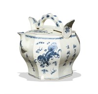 Chinese Giant Blue and White Teapot, 19th C#