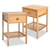 Retail$180 Set of 2 Bamboo End Tables with Drawer