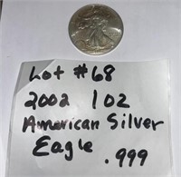 LOT#68) 2002 1 OZ AMERICAN SILVER EAGLE .999