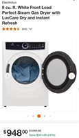 Electrolux 8.0 Cu. Ft. Steam Gas Dryer