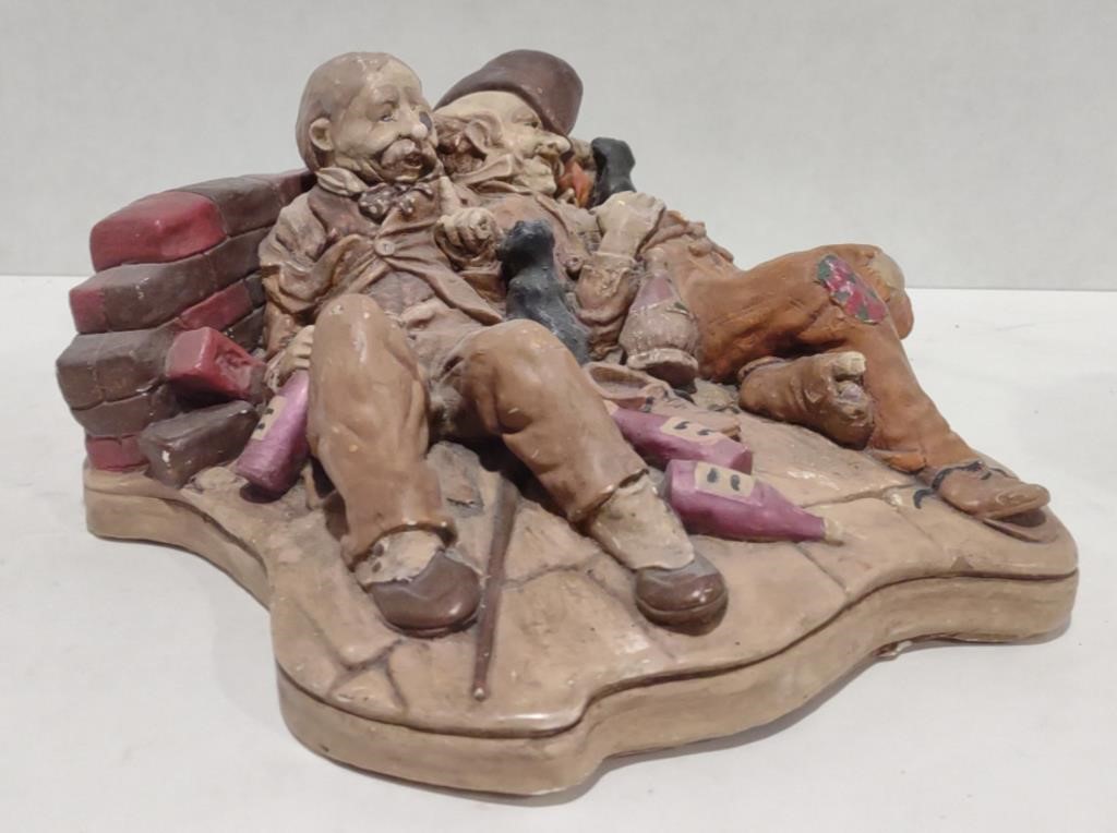 Chalkware Figurine of Drunkards, 7" x 8" x 4"